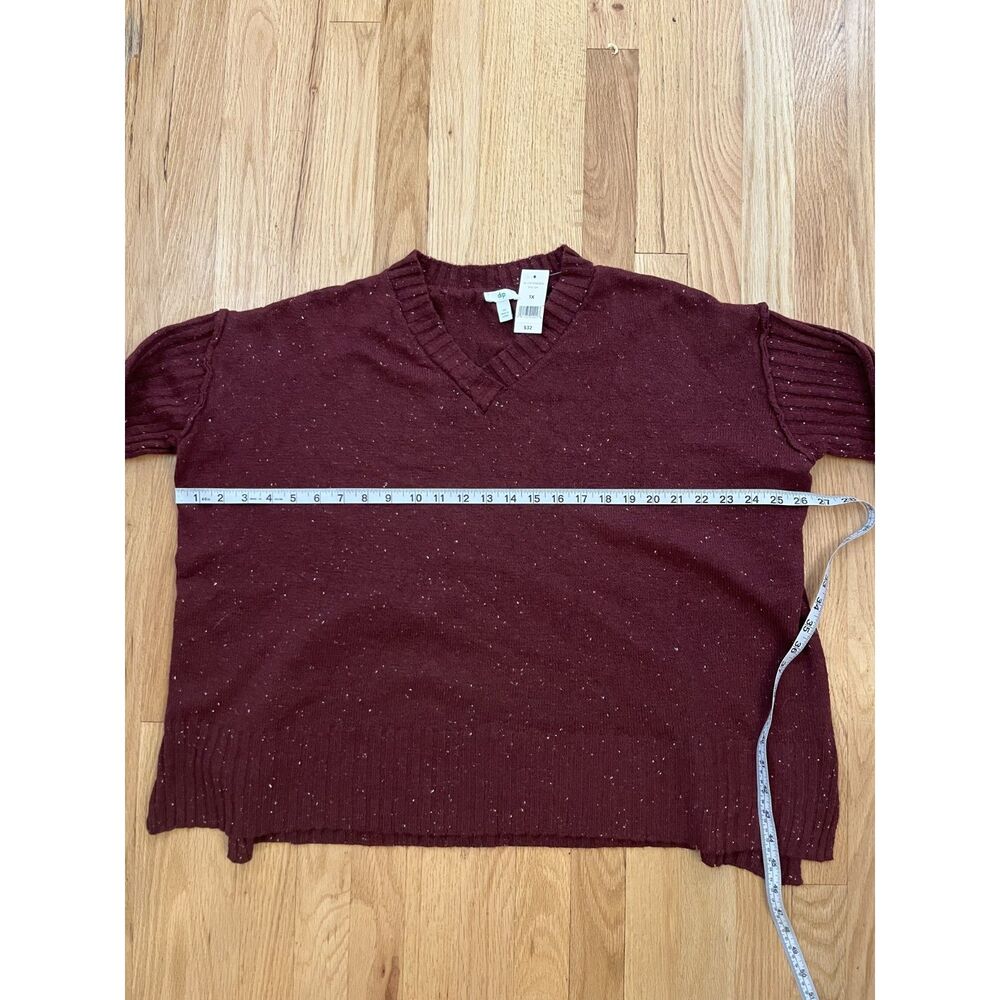 Dip Maroon‎ Confetti V-Neck Sweater 1X NWT - Picture 6 of 7